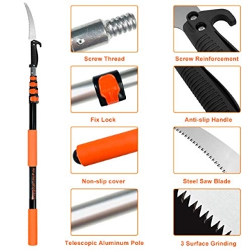 Buyplus 26FT Reach Pole Saw for Easy Tree Trimming