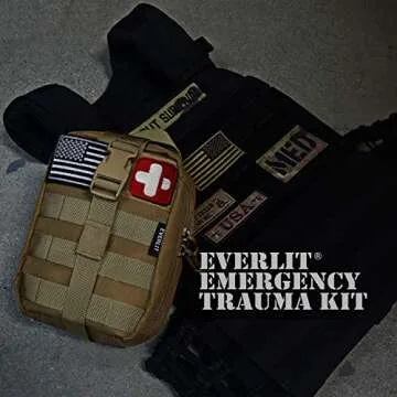 EVERLIT Emergency Trauma Kit, CAT GEN-7 Multi-Purpose SOS Everyday Carry IFAK for Wilderness, Trip, Cars, Hiking, Camping, Father’s Day Birthday Gift for Him Men Husband Dad Boyfriend (Tan)
