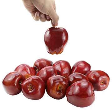 BcPowr 12PCS Fake Fruit Apples Artificial Deep Red Apples Artificial Lifelike Simulation Red Apples Fake Fruit Home House Display Decoration for Still Life Paintings Kitchen Decor (Red, 3.15"x3.54")