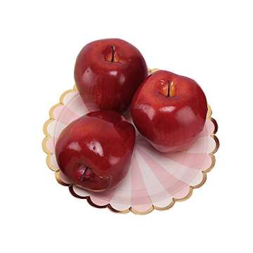 BcPowr 12PCS Fake Fruit Apples Artificial Deep Red Apples Artificial Lifelike Simulation Red Apples Fake Fruit Home House Display Decoration for Still Life Paintings Kitchen Decor (Red, 3.15"x3.54")