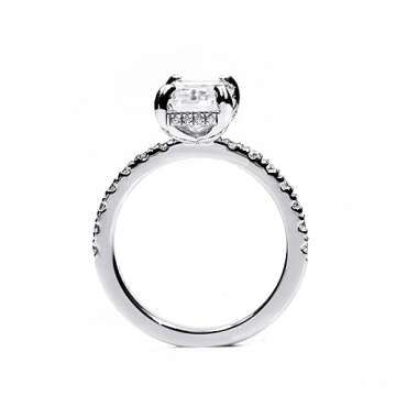 TIANYU GEMS 3.0ct Engagement Rings for Women, Sterling Silver GHI VVS Square Radiant Cut Moissanite Engagement Rings for Proposal Wedding Party Dress Costume Memorial Day (9.5, Silver)