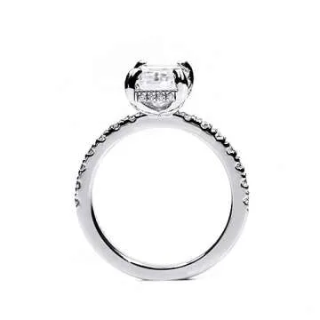 TIANYU GEMS 3.0ct Engagement Rings for Women, Sterling Silver GHI VVS Square Radiant Cut Moissanite Engagement Rings for Proposal Wedding Party Dress Costume Memorial Day (9.5, Silver)