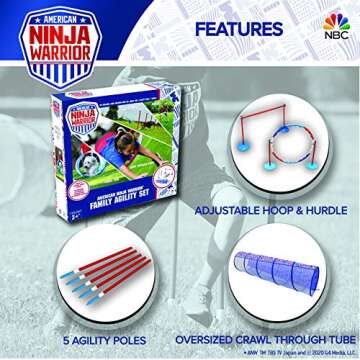 American Ninja Warrior Family Agility Set - Obstacle Race Course - Great for Children, Adults and Pets - Perfect Outdoor Fun Racing Obstacles for All Ages!