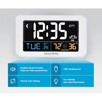 AcuRite Intelli-Time Alarm Clock with USB Charger and Weather Display