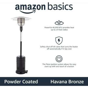 Outdoor Propane Patio Heater - 46,000 BTU, Wheels, Bronze
