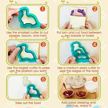 Dinosaur Sandwich Cutter and Sealer Set for Kids