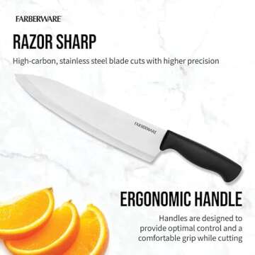Farberware EdgeKeeper Chef's Knife, 8-inch, Black