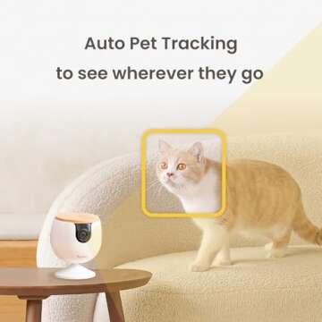 Furbo Mini New Pet Camera: Home Security Camera with Barking or Meowing Alerts, Cat or Dog Camera with Phone App, Smart Home Indoor Cam with 2-Way Speaker and Night Vision (No Subscription Required)