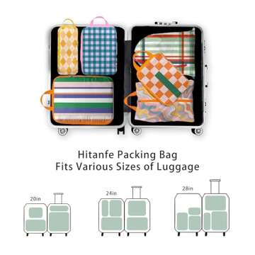 6 Pcs Compression Packing Cubes for Travel Suitcases, Waterproof Luggage Organizer Bags Set, Washable Packaging Cubes for Women Backpack Travel Perfect for Carry-Ons and Storage