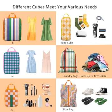 6 Pcs Compression Packing Cubes for Travel Suitcases, Waterproof Luggage Organizer Bags Set, Washable Packaging Cubes for Women Backpack Travel Perfect for Carry-Ons and Storage