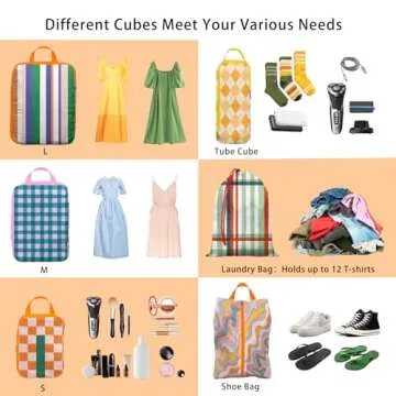 6 Pcs Compression Packing Cubes for Travel Suitcases, Waterproof Luggage Organizer Bags Set, Washable Packaging Cubes for Women Backpack Travel Perfect for Carry-Ons and Storage