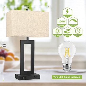 Modern Touch Dimmable Table Lamps with USB Ports Set