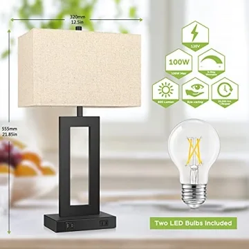 Modern Touch Dimmable Table Lamps with USB Ports Set