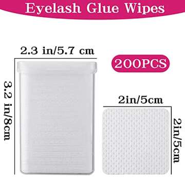 1200 Pieces Eyelash Glue Wipes Non-woven Fabric Wipe Pads Lash Glue Remover Cleaning Pad Nail Polish...