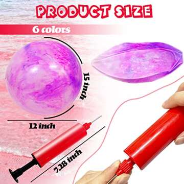 Qiuttnqn 6 PCS Colorful Inflatable Bouncy Balls with Pump for Fun Outdoor Games
