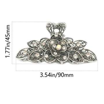 2 Pcs Retro Chic Rhinestone Alloy Hair Claw Clips - Stylish Grip for Thick Hair