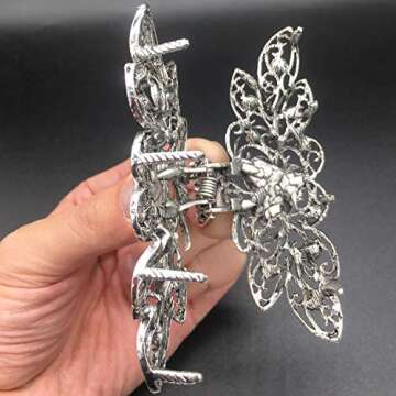 Chic Rhinestone Alloy Hair Claw Clips - 2 Pcs Set