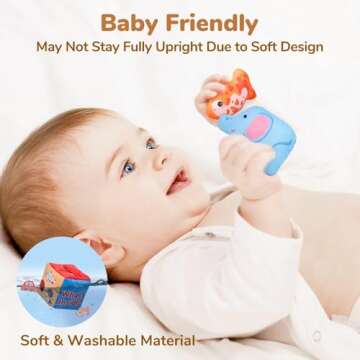 JoyCat Baby Toys 6-12 Months - Mystery Soft Box with 10 Sensory Objects, Rattle, Crinkle Paper, Mirr...