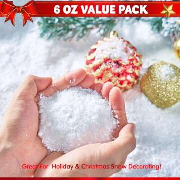 JOYIN 6 OZ Christmas Artificial Snow, Plastic Fake Snowball for Christmas Tree Decoration, Xmas Part...