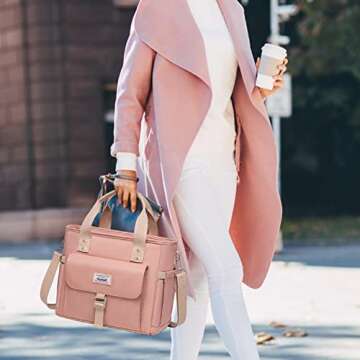 Artelaris Lunch Bag for Women, Large Lunch Box Tote for Work, Adult Insulated Leakproof Cooler Bag with Side Pocket & Adjustable Shoulder Strap Lunch Purse,Lunchbag, Lunchbox for Picnic Hiking