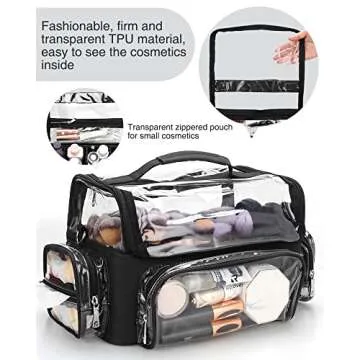 Makeup Brush Case, Extra Large Makeup Brush Bag XL Professional Makeup Artist Must Haves Travel Case with Stand Up Brush Slots Cosmetic Organizer Bag, Full Open Easy to Access, with Adjustable Strap