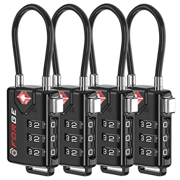 Forge TSA Approved Cable Luggage Locks - Secure & Re-settable Combination