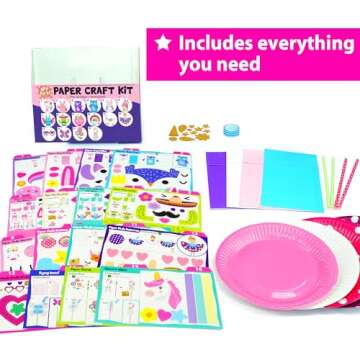 KRAFUN My First Unicorn Bunny Paper Craft Kit for Toddlers and Girls Age 3-8 Years Old, Include 18 C...