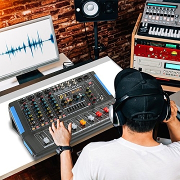 Pyle 4-Channel Bluetooth Studio Audio Mixer-DJ Sound Controller Interface with USB Drive for PC Recording Input, XLR Microphone Jack,48V Power,Input/Output for Professional and Beginners - PMXU46BT