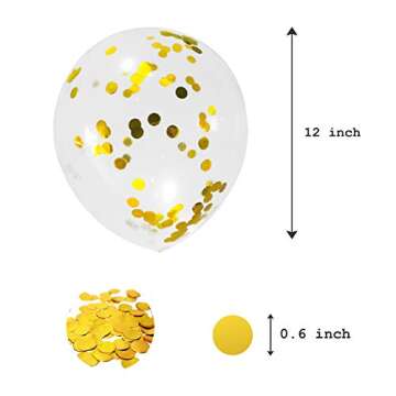 Gold Confetti Balloons 12 Inches(20-Pack), Clear Balloons with Metallic Confetti Pre-filled, Birthday Balloon, Party Supplies & Decoration for Baby Shower, Wedding, Graduation