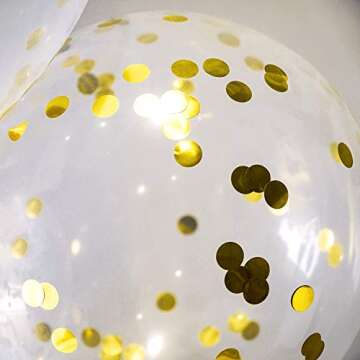 Gold Confetti Balloons 12 Inches(20-Pack), Clear Balloons with Metallic Confetti Pre-filled, Birthday Balloon, Party Supplies & Decoration for Baby Shower, Wedding, Graduation