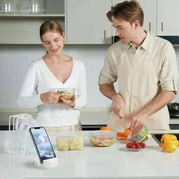 PHINILUX Marble Phone Stand for Desk, Cell Phone Holder for Kitchen Countertops, Office iPhone Stand, Cute Boho Modern Accessories, Italy Carrara(Matte-Finished)