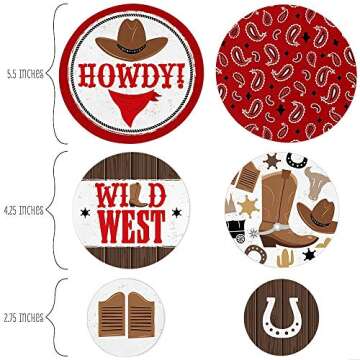 Big Dot of Happiness Western Hoedown - Wild West Cowboy Party Giant Circle Confetti - 27 Count