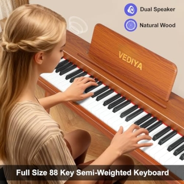 Vediya Digital Piano Keyboard 88 key, Semi-Weighted Electric Piano, Full Size Acoustic Piano for Beg...