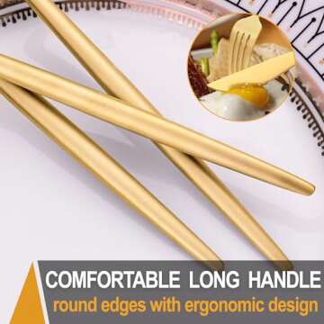 Runfly Matte Gold Silverware Set for 4, 20 Pieces Stainless Steel Flatware Set, Kitchen Utensil Set, Tableware Cutlery Set, Knife Spoons And Forks Set, Satin Finished, Nice Gift Box