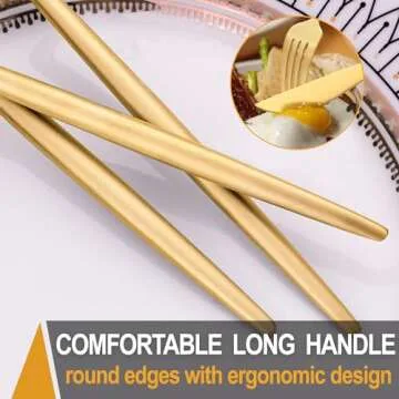 Runfly Matte Gold Silverware Set for 4, 20 Pieces Stainless Steel Flatware Set, Kitchen Utensil Set, Tableware Cutlery Set, Knife Spoons And Forks Set, Satin Finished, Nice Gift Box