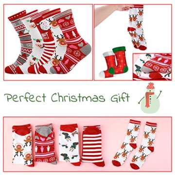 yeesport 5 Pairs Christmas Holiday Socks Womens Christmas Socks Crew Knee Cozy Socks Fuzzy Christmas...
