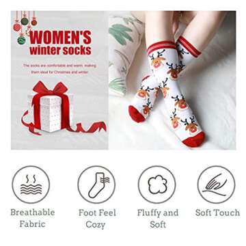 Yeesport 5 Pairs Cozy Christmas Holiday Socks for Gifts
