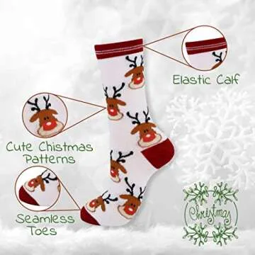 Yeesport 5 Pairs Cozy Christmas Holiday Socks for Gifts