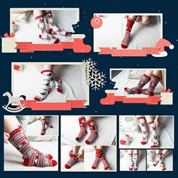 Yeesport 5 Pairs Cozy Christmas Holiday Socks for Gifts