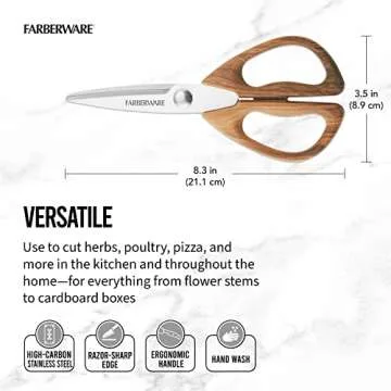 Farberware Kitchen Shears - Elegant Pecan Wood handles for Culinary Excellence