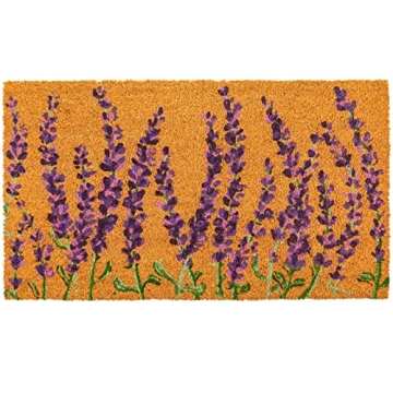 Juvale Floral Spring Coir Door Mat for Front Door, Entryway, 17x30 Lavender Flower Welcome Mat for G...