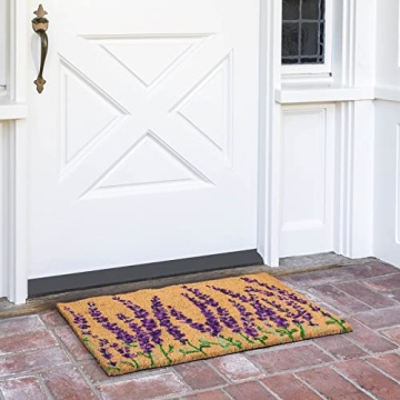 Juvale Floral Spring Coir Door Mat - Vibrant Lavender Welcome Mat