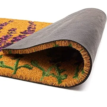 Juvale Floral Spring Coir Door Mat - Vibrant Lavender Welcome Mat