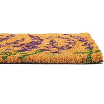 Juvale Floral Spring Coir Door Mat - Vibrant Lavender Welcome Mat