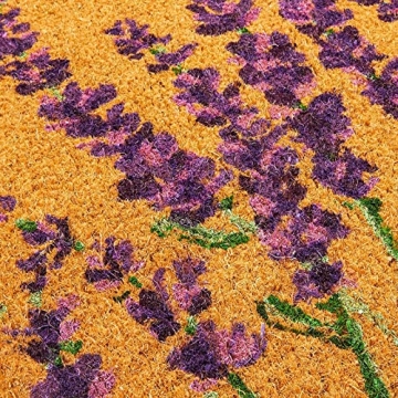 Juvale Floral Spring Coir Door Mat - Vibrant Lavender Welcome Mat