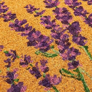 Juvale Floral Spring Coir Door Mat - Vibrant Lavender Welcome Mat