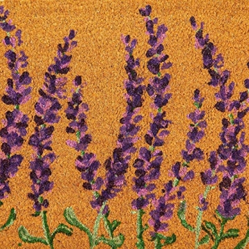 Juvale Floral Spring Coir Door Mat - Vibrant Lavender Welcome Mat