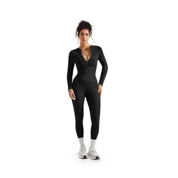 SUUKSESS Sexy Long Sleeve Zip Up Jumpsuit for Women