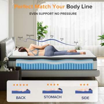 TXO King Size Mattress, 12 Inch Medium Firm Hybrid Mattress with Pocketed Spring and Bamboo Charcoal...