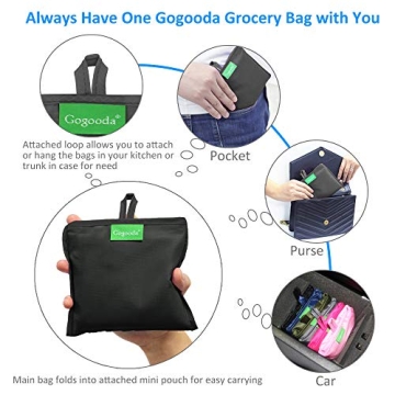GOGOODA Reusable Grocery Bags 6 Pack - Heavy Duty Eco-Friendly